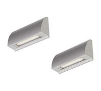 ledscom.de 2x Lampada da parete LED/luce per scale SEGIN per esterni, IP54, piatta, downlight, grigio opaco, angolare, 3,8 W, 265lm, bianco caldo