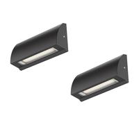 ledscom.de 2x Lampada da parete LED/luce scale SEGIN per esterni, IP54, piatta, downlight, nero opaco, angolare, 3,6 W, 278lm, bianco freddo