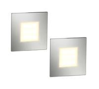 ledscom.de 2x lampada LED per scale/da incasso a parete FEX per interni ed esterni, di forma quadrata, in acciaio inossidabile, 85 x 85 mm, bianco caldo