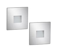 ledscom.de 2x lampada LED per scale/da incasso a parete FOW per interni ed esterni, downlight, quadrata, acciaio inossidabile, 85 x 85 mm, bianco freddo