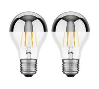 ledscom.de Lampadina LED E27 A60 Bianco caldo 2700K 6W 667 lm Specchio frontale argento 2 pezzi