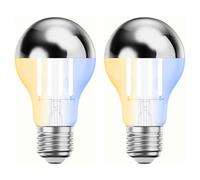 ledscom.de 2x lampadina LED E27, A60, bianco caldo - bianco freddo (2700-7000 K), 4,8 W, 486lm, Smart Home, WLAN, Alexa, specchio per la testa (argento)