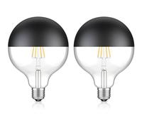ledscom.de 2x lampadina LED E27, G125, bianco caldo (2700 K), 6,7 W, 660lm, specchio frontale (nero)