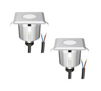 ledscom.de 2x Luce da incasso a pavimento a LED AGENA per esterni, IP65, acciaio inox, angolare, 6 x 6 cm, bianco caldo