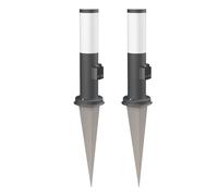 ledscom.de 2x PORU bitta luminosa con picchetto a terra per esterni, antracite, rotonda, 38,5 cm, attacco, incl. lampada E27, 471lm, bianco extra-caldo