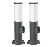 ledscom.de 2 pz. bitta luminosa PORU con presa per esterni, antracite, rotonda, 38,5 cm, incl. lampada E27, 471lm, bianco extra-caldo
