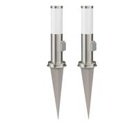 ledscom.de 2x PORU luce di dissuasione con picchetto a terra per esterni, acciaio inox, rotondo, 38,5 cm, presa, incl. lampada E27, 471lm, bianco extra-caldo