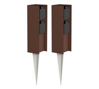 ledscom.de Presa da giardino POMI – 2 vie IP44 con picchetto a terra, quadrata marrone 23 cm, 2 pz.