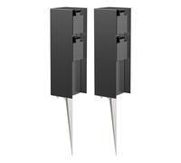 ledscom.de 2x presa da giardino POMI con picchetto a terra per esterni, IP44, a 2 vie, nero, quadrato, 23cm