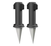 ledscom.de 2x presa di corrente da giardino a colonna PORU con picchetto a terra per esterni, a 2 poli, in acciaio inox, antracite, rotonda, 27cm
