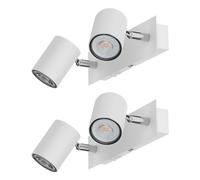 ledscom.de 2x spot a parete WAIKA, a due lampade, con interruttore, bianco opaco, incl. lampade GU10 LED ciascuna 510lm bianco caldo