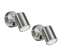 ledscom.de 2x spot a parete WAIKA, a fiamma singola, con interruttore, GU10, cromo opaco, incl. lampada LED GU10 (bianco caldo, 6,826W, 630lm, 100°)