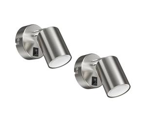 ledscom.de 2x spot a parete WAIKA, a fiamma singola, con interruttore, GU10, cromo opaco, incl. lampada LED GU10 (bianco caldo, 6,826W, 630lm, 100°)