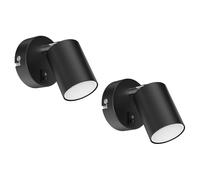 ledscom.de 2x spot a parete WAIKA con interruttore nero opaco GU10 Lampada LED bianca a 3 livelli di dimmerazione: max. 609lm cad.