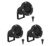 ledscom.de 3 faretti da giardino DUK, griglia per esterni, IP65, spina, nero, 1x GU10 max. 15W