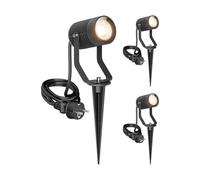 ledscom.de 3 faretti da giardino SHINGA con picchetto da terra per esterni, IP65, con spina, antracite, incl. lampadina LED GU10 da 1103 lm, bianco caldo