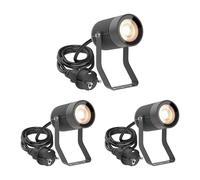 ledscom.de 3 faretti da giardino SHINGA per esterni, IP65, spina, antracite, 1x GU10 max. 15W