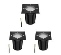 ledscom.de 3 faretti da incasso a pavimento RELI per esterni, IP67, neri, satinati, squadrati, 11 x 11 cm, con lampadina LED da 0,5 W, 49 lm, bianco caldo