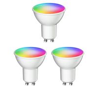 ledscom.de 3 lampadine GU10 LED RGB, PAR16, bianco caldo - bianco freddo (2900-6200 K), 5,5 W, 473lm, 103°, Smart Home, WLAN, Alexa, opaco