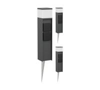 ledscom.de 3 lampioni da terra PODEL con picchetto da esterno, 39 cm, antracite, 2 prese, lampadina G9 inclusa, 501 lm, bianco caldo