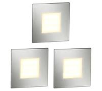 ledscom.de 3 luci LED per scale/faretti da incasso a parete FEX per interni ed esterni, di forma quadrata, in acciaio inossidabile, 85 x 85 mm, bianco caldo