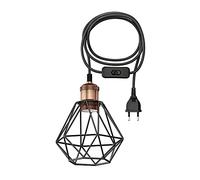 ledscom.de 3 m di cavo tessile RETRA, vintage, spina, interruttore, bronzo, gabbia paralume