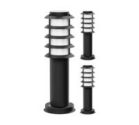 ledscom.de 3 pezzi bitta luminosa PORU per esterni, IP44, griglia, 39cm, nero, incl. lampada E27 471lm, bianco extra-caldo