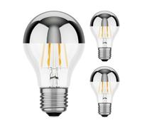 ledscom.de 3 pezzi E27 lampadina LED, A60, bianco caldo (2700 K), 6 W, 667lm, testa a specchio (argento)
