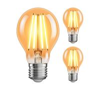 ledscom.de 3 pezzi E27 Lampadina LED, A60, bianco extra caldo (2400 K), 7 W, 778lm, dimmer a 3 livelli, color oro