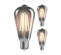 ledscom.de 3 pezzi E27 Lampadina LED, ST64, bianco extra caldo (1800 K), 7,6 W, 240lm, vetro fumé