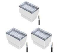 ledscom.de 3 pezzi LED pavimentazione pietra terra luce da incasso CUS per esterni, IP67, angolare, 8 x 5cm, bianco caldo