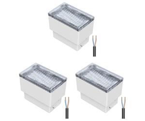 ledscom.de 3 pezzi LED pavimentazione pietra terra luce da incasso CUS per esterni, IP67, angolare, 8 x 5cm, bianco caldo