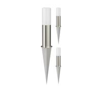 ledscom.de 3 pezzi luce di sentiero/luce di dissuasione/luce di giardino GROPO con picchetto a terra, per esterni, cromo, 41cm
