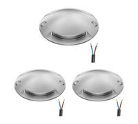 ledscom.de 3 pezzi Luce di terra a LED, segnavia RUNDA per esterni, IP67, a 2 fiamme, alluminio, rotonda, Ø 70 mm, bianco caldo