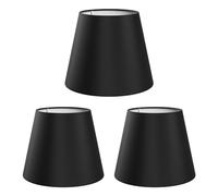 ledscom.de 3 pezzi paralume, lino, tessuto, tessuto, nero, 200mm Ø