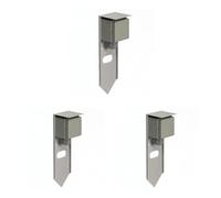 ledscom.de 3 PIWI presa da giardino a colonna con picchetto a terra per esterni, IP44, singola, acciaio inox, angolare, 24 cm