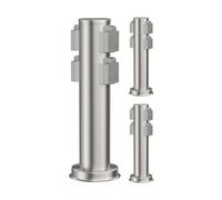 ledscom.de 3 prese da giardino a colonna PORU, IP44, 4 vie, acciaio inox, rotonde, 40 cm