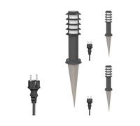 ledscom.de 3 pz. bitta luminosa PORU con picchetto a terra e cavo da 2m per esterni, IP44, griglia, 39cm, antracite, incl. lampada E27 471lm, bianco extra-caldo