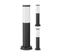 ledscom.de 3 pz. bitta luminosa PORU nera per esterni, acciaio inox, rotonda, 38,5cm, incl. lampadina E27 3,99W extra-bianco caldo 471lm