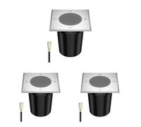 ledscom.de 3 pz. lampada da incasso a pavimento RELI per esterni, IP67, acciaio inox, angolare, 11 x 11cm, 1x GU10 max. 15W, smerigliato