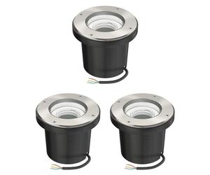 ledscom.de 3 pz. lampada da incasso a terra BOFU per esterni, IP67, orientabile, acciaio inox, rotonda, Ø 150mm, 1x GU10 max. 15W