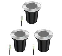 ledscom.de 3 pz. luce da incasso a terra BOLI per esterni, IP67, acciaio inox, rotonda, 108mm Ø, 1x GU10 max. 15W, smerigliata