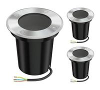 ledscom.de 3 pz. luce da incasso a terra BOLI per esterni, IP67, acciaio inox, rotonda, 108mm Ø, 1x GU10 max. 15W