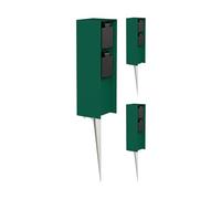 ledscom.de 3 pz. presa da giardino POMI con picchetto a terra per esterni, IP44, a 2 vie, verde, quadrata, 23cm