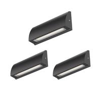 ledscom.de 3x Applique LED/luce scale SEGIN per esterni, IP54, piatto, downlight, nero opaco, angolare, 6,2 W, 566lm, bianco caldo