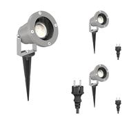 ledscom.de 3x faretto da giardino DUK con picchetto a terra per esterni, IP65, spina, grigio, in U10 LED 227lm bianco caldo