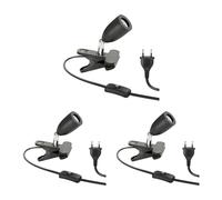 ledscom.de 3x lampada a pinza LIK, interruttore, nero opaco, 1x E27 max. 60W