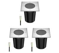 ledscom.de 3x Lampada da incasso a pavimento RELI per esterni, IP67, acciaio inox, angolare, 11 x 11 cm, 1x GU10 max. 15W