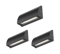 ledscom.de 3x Lampada da parete LED/luce per scale SEGIN per esterni, IP54, piatta, downlight, nero opaco, angolare, 3,8 W, 265lm, bianco caldo
