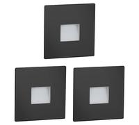 ledscom.de 3x lampada LED per scale/da incasso a parete FOW per interni ed esterni, downlight, quadrata, nera, 85 x 85 mm, bianco caldo